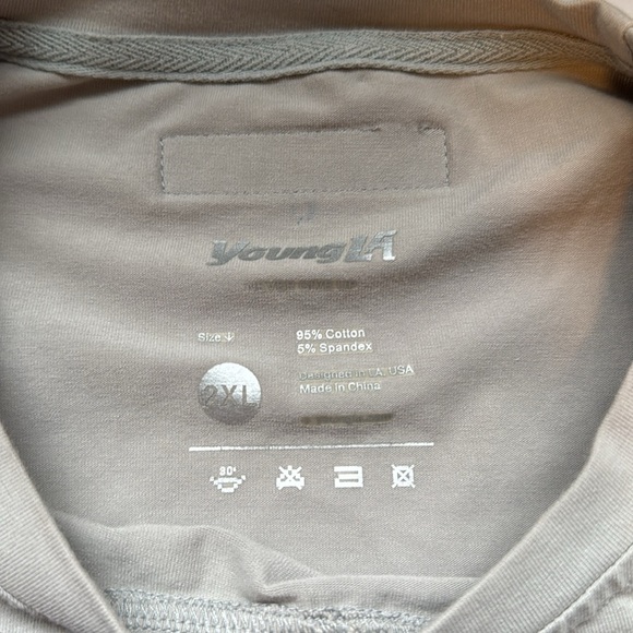 YoungLA Tan Long Sleeve Tee Soft Cotton Blend - Picture 4 of 7